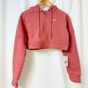 AYBL Beyond Cropped Zip Hoodie Brick Red Small NWT